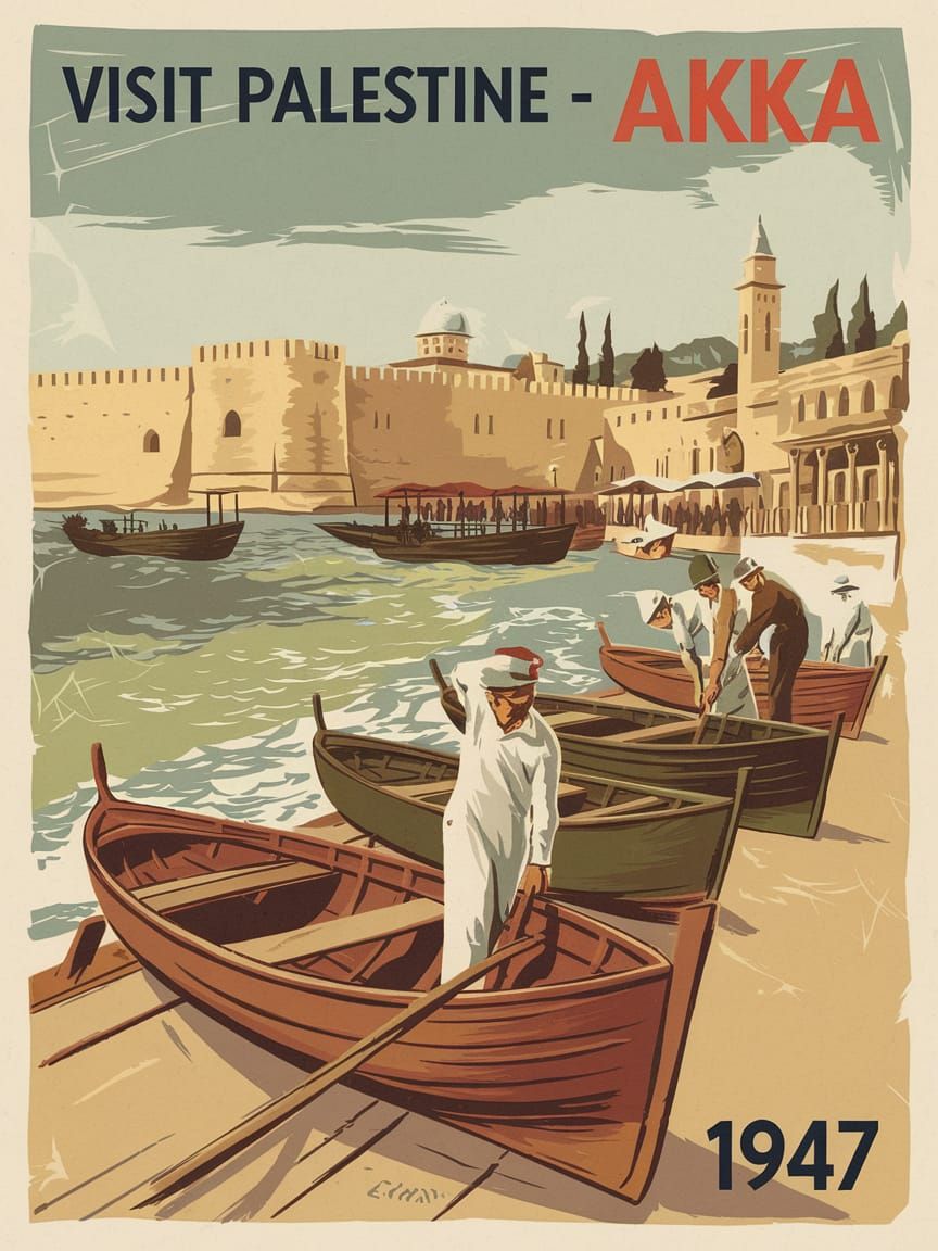 Vintage Travel Poster: Akka, Palestine in 1947