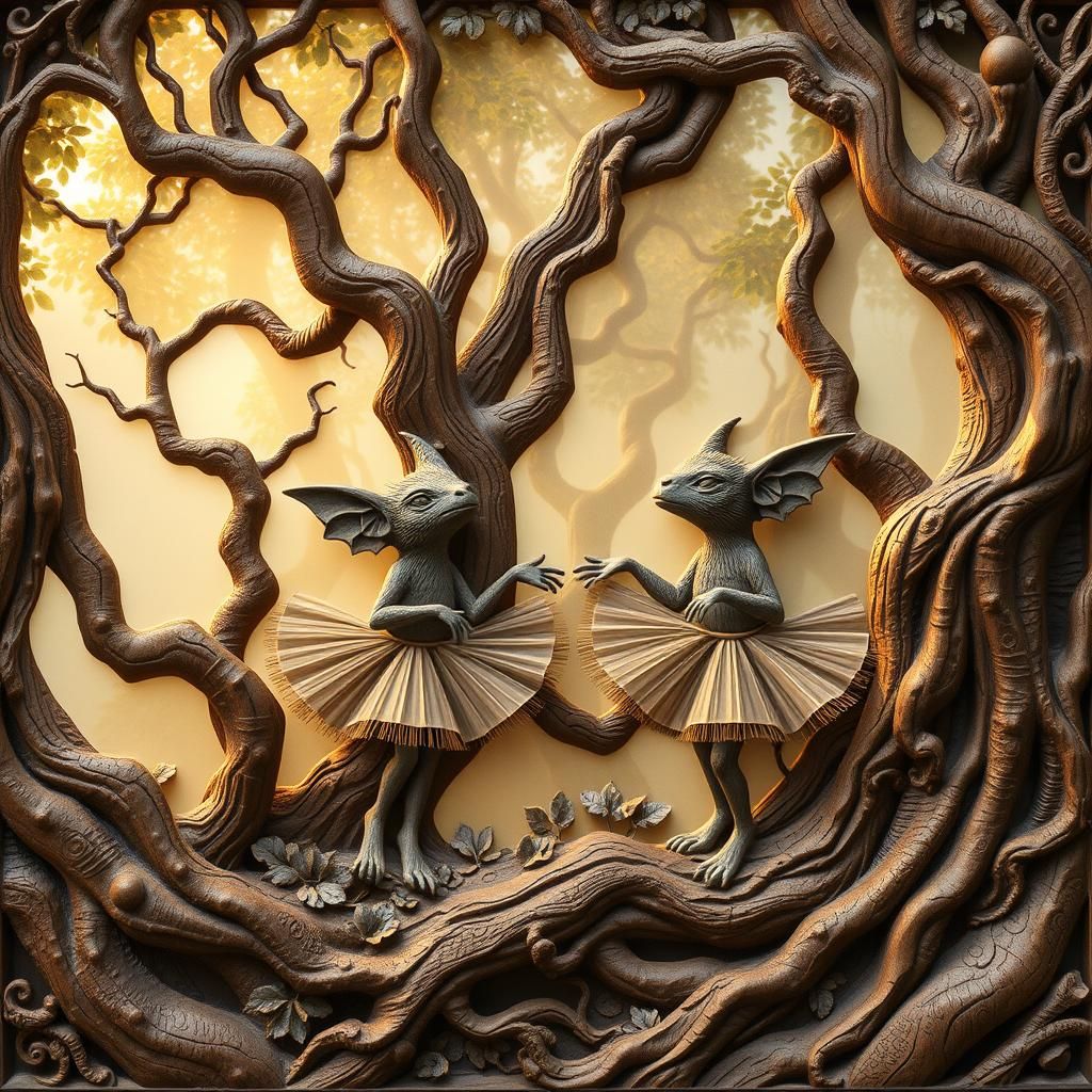 Chupacabras Dance: A Medieval-Style Wood Relief