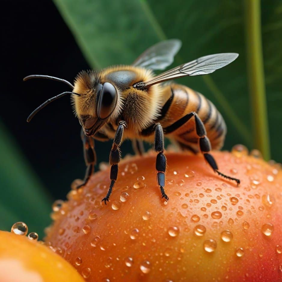 Honey Bee, in a Fruit Tree