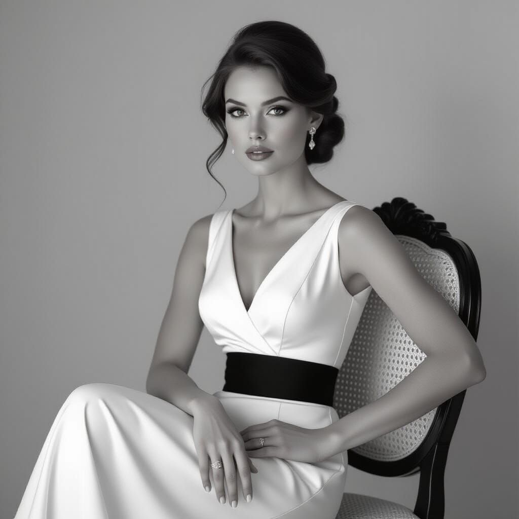 Monochrome Portrait of a Woman in Noir Style