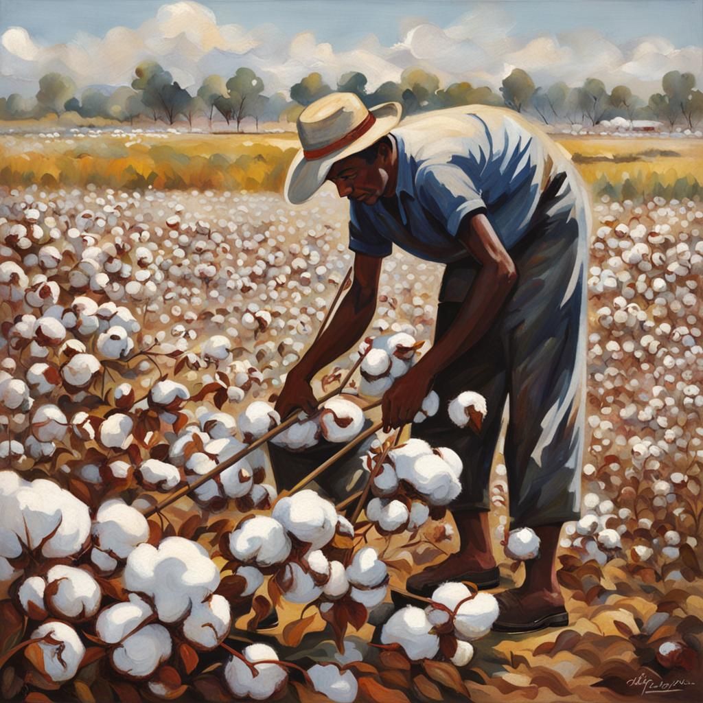 AI Generated Cotton Picker in Field
