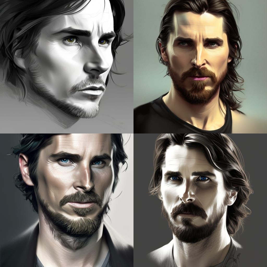 Christian Bale Portrait in Hyperdetailed Digital Art Style