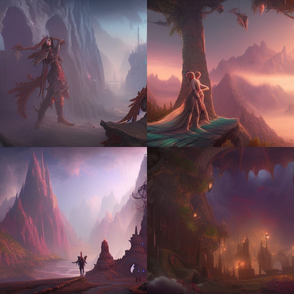 Fantasy Lesbians in Detailed Digital Painting