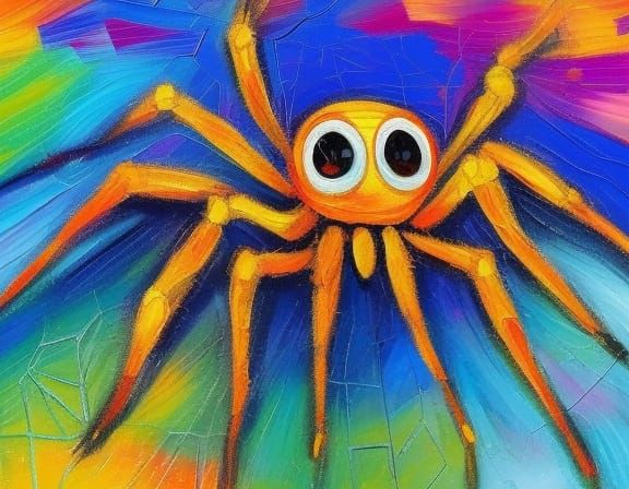spider town neo-impressionism expressionist style oil painting, smooth post-impressionist impasto acrylic painting, thic...