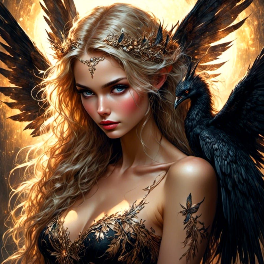 Winged Lovers in an Illuminated Fairy Tale