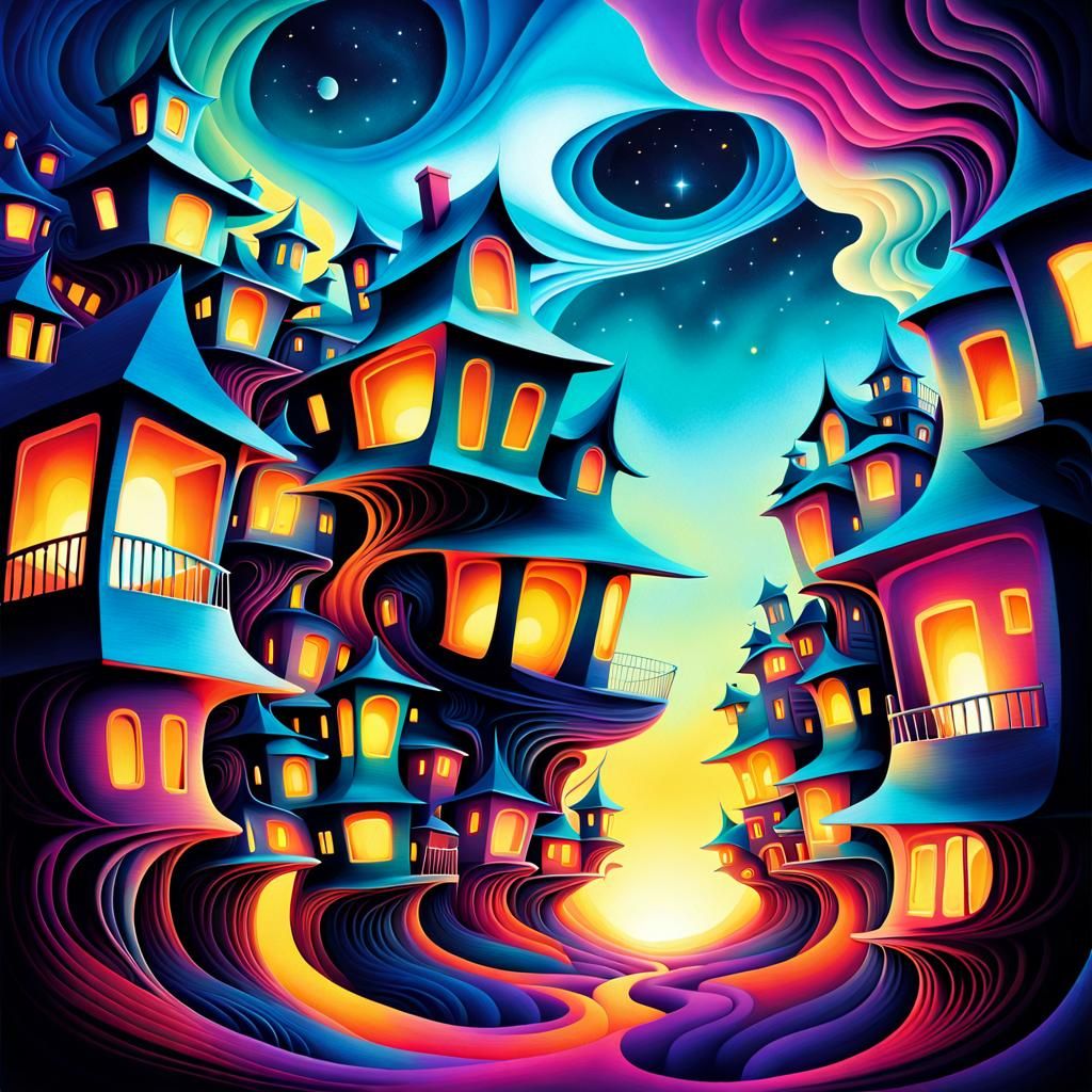 Surreal Dreamlike World of Luminous Fantasy Face