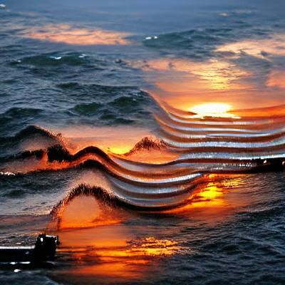 Sunset Over Sea Waves: A Beautiful Scene