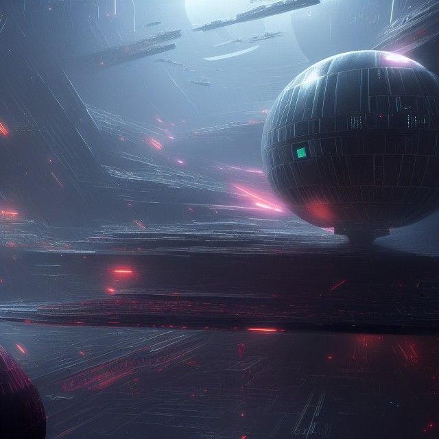 Death Star Attack in Dark Fantasy Style