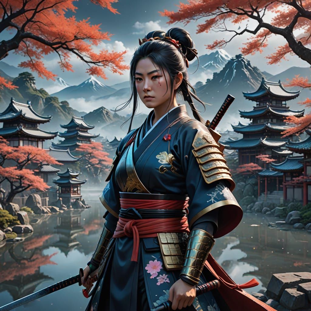 Mystical Samurai Dreamscape in Anime Style