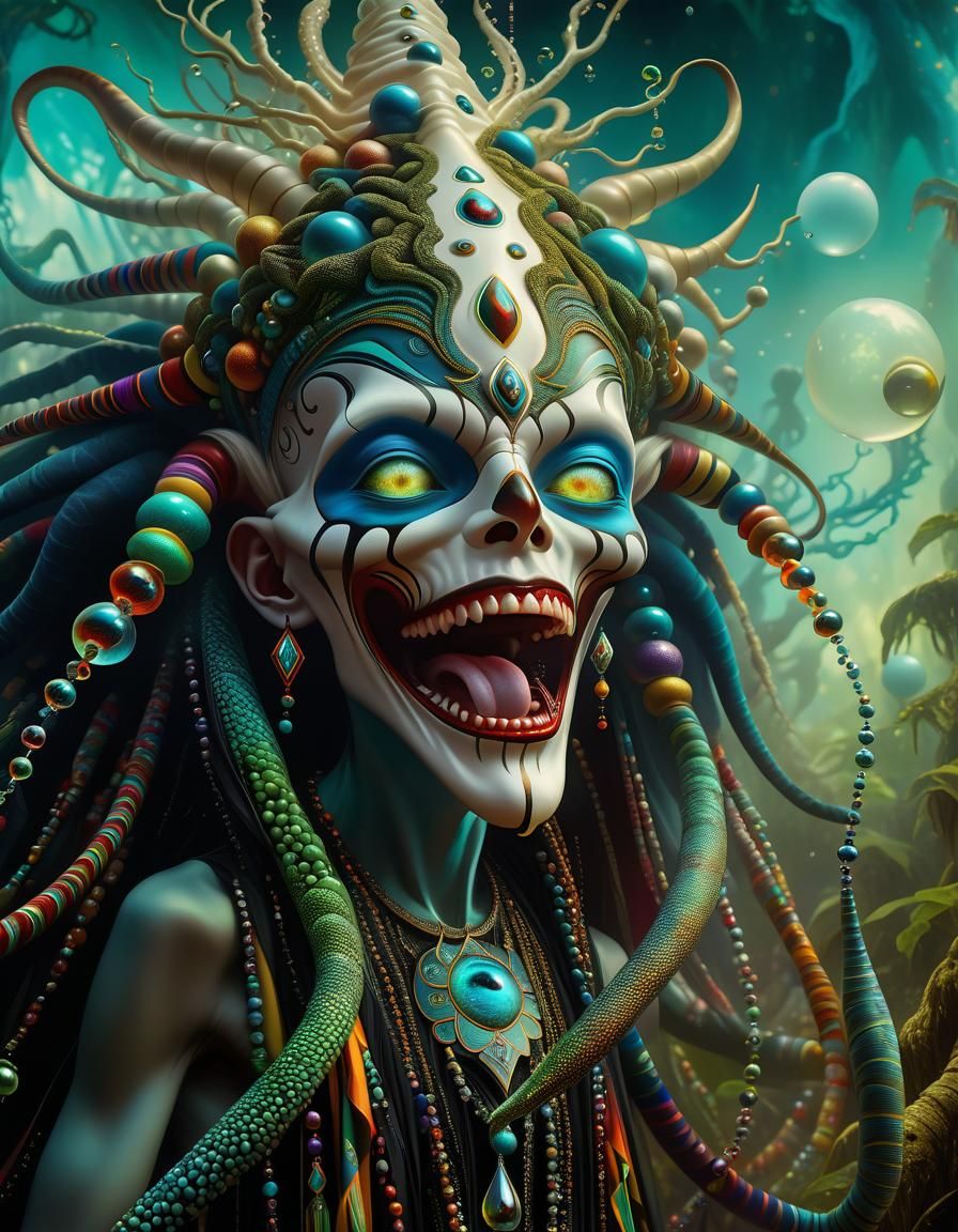 Surreal Ayahuasca Dreamland: A Digital Oil Painting