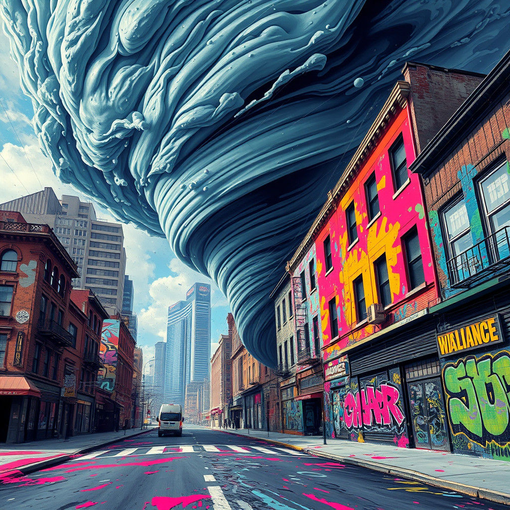 Tornado Havoc in Vibrant Graffiti Street Art