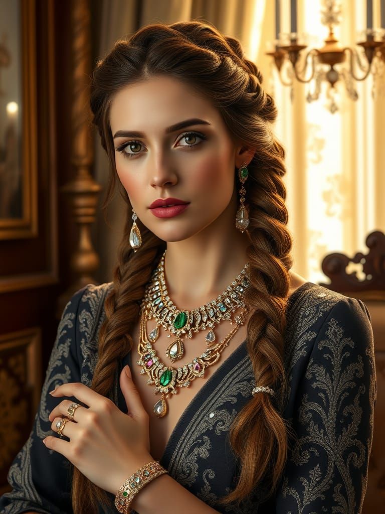 Regal Woman in Luxurious Opulence, Giovanni Boldini Meets Fa...