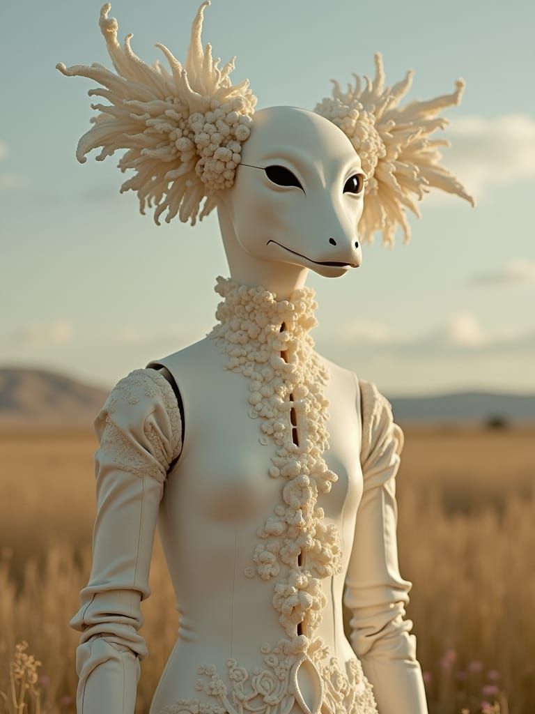 Anthropomorphic Figure in Necromantic Sunset Photorealm