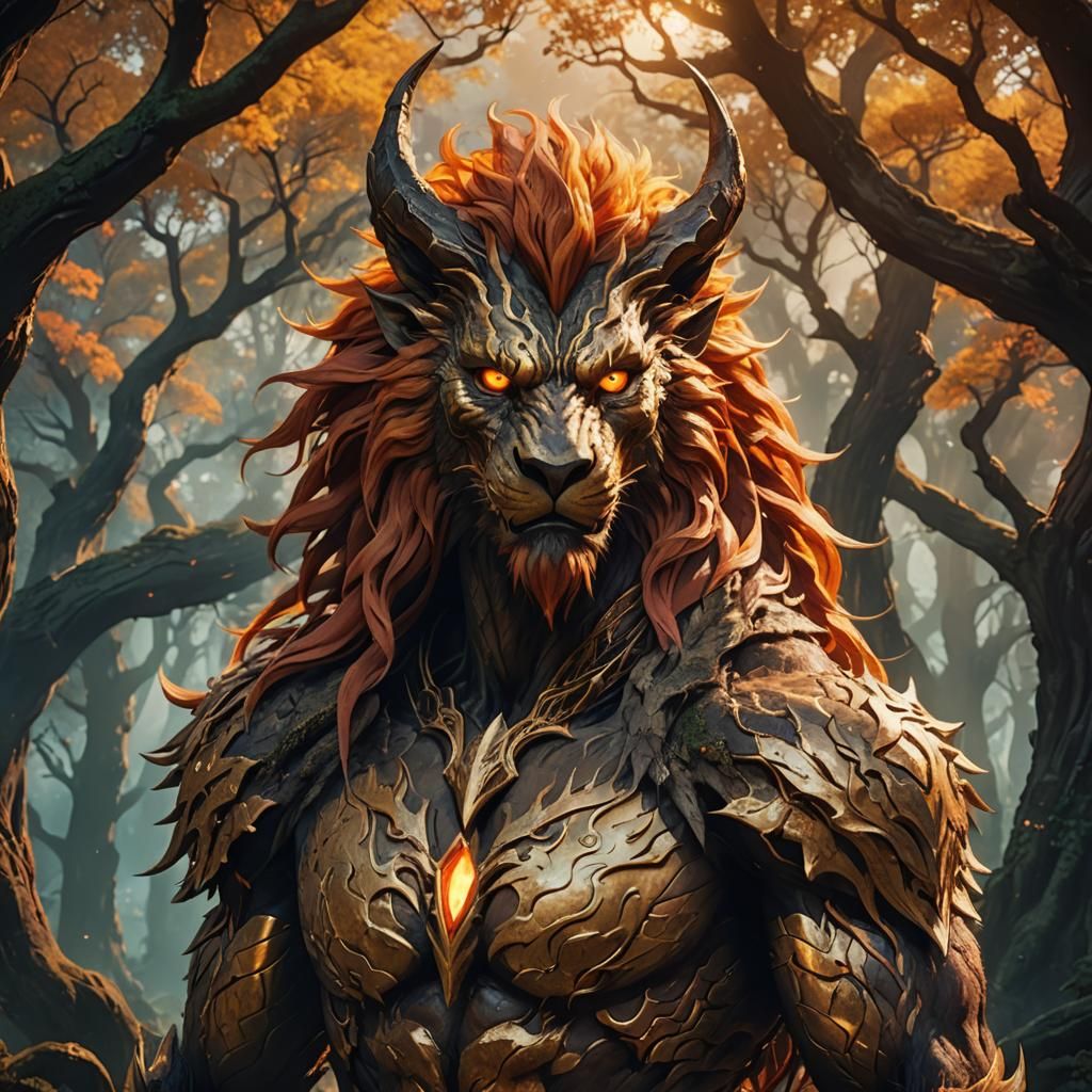 Mystical Anime Portrait of Human-Beast Hybrid