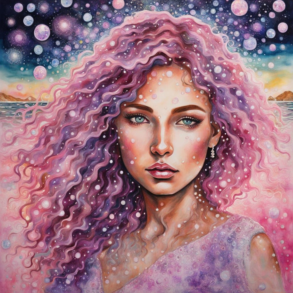 Sparkling Woman in Mixed Media Watercolor