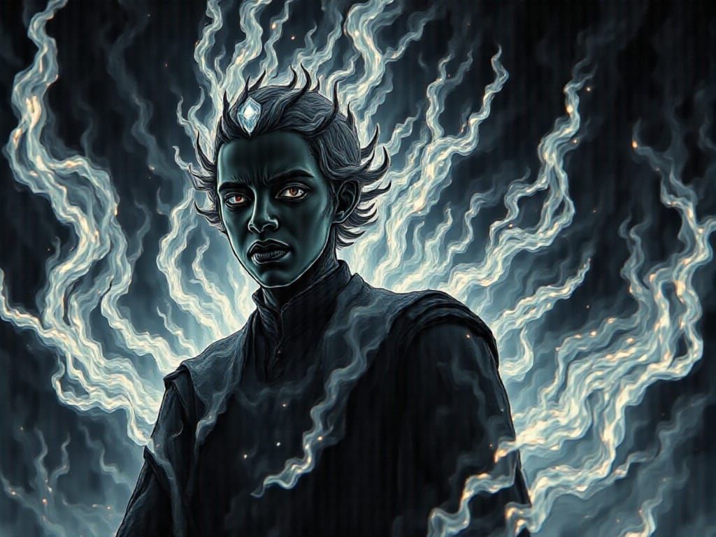 Ghost Boy With Diamond Eyes in Spectral Smoke