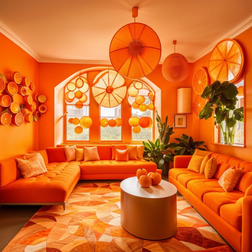 Orange Slice Living Room in Detailed Matte Painting