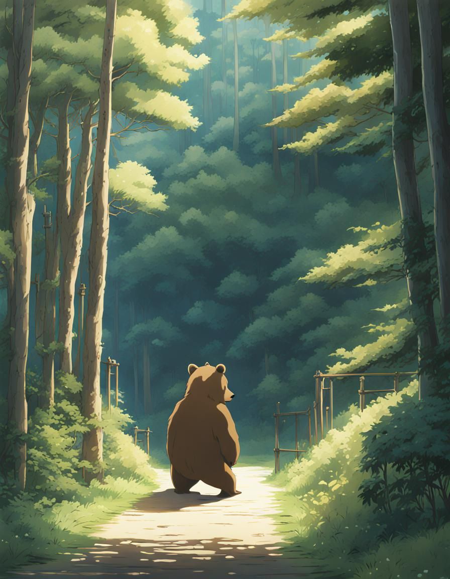 Bear Detective in Anime Style