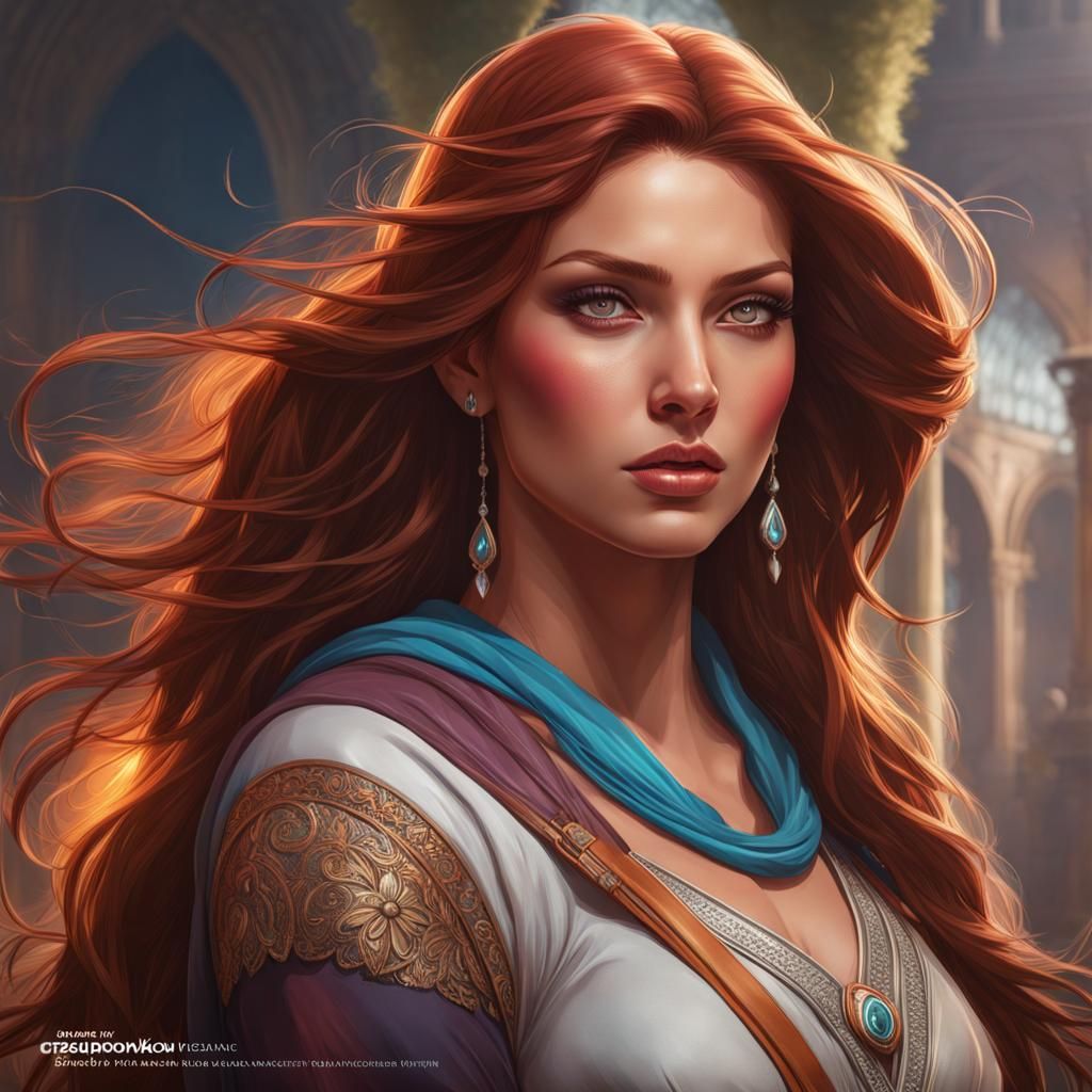 Beautiful Indian Woman Portrait in Art Nouveau Style