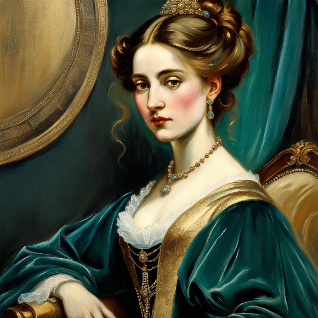 Demure Woman in Velvet, Tonalist Style