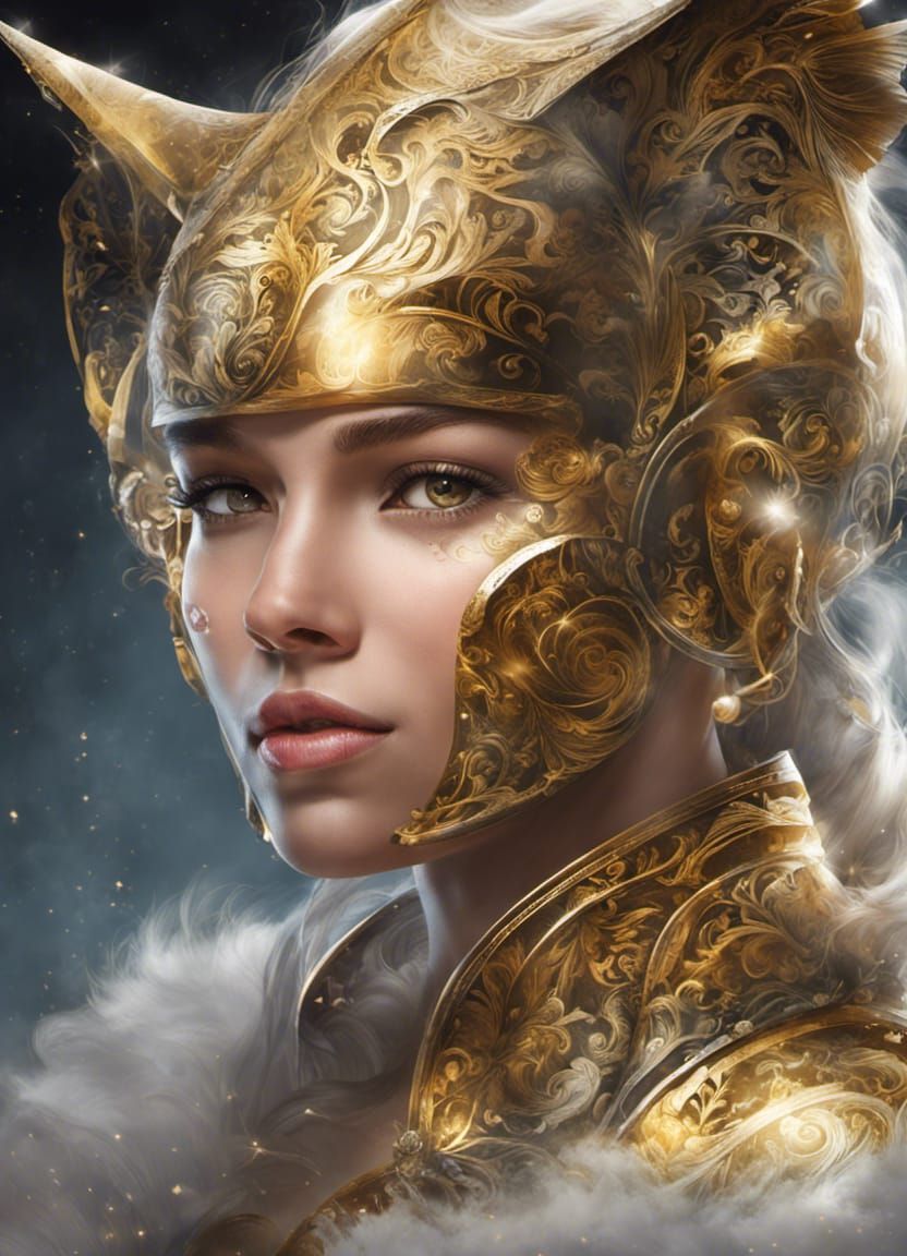 Fiery Space Cat Wookiee in Surreal Digital Art