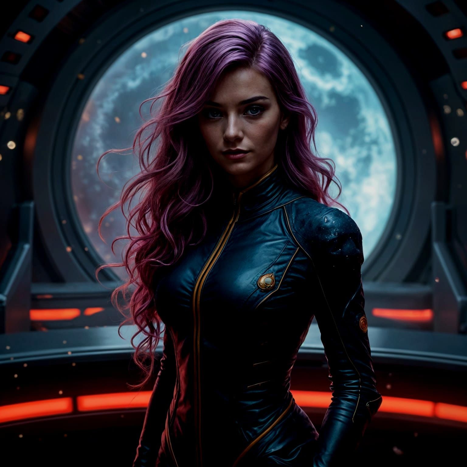 Correlian Space Captain on Bridge with Nebula