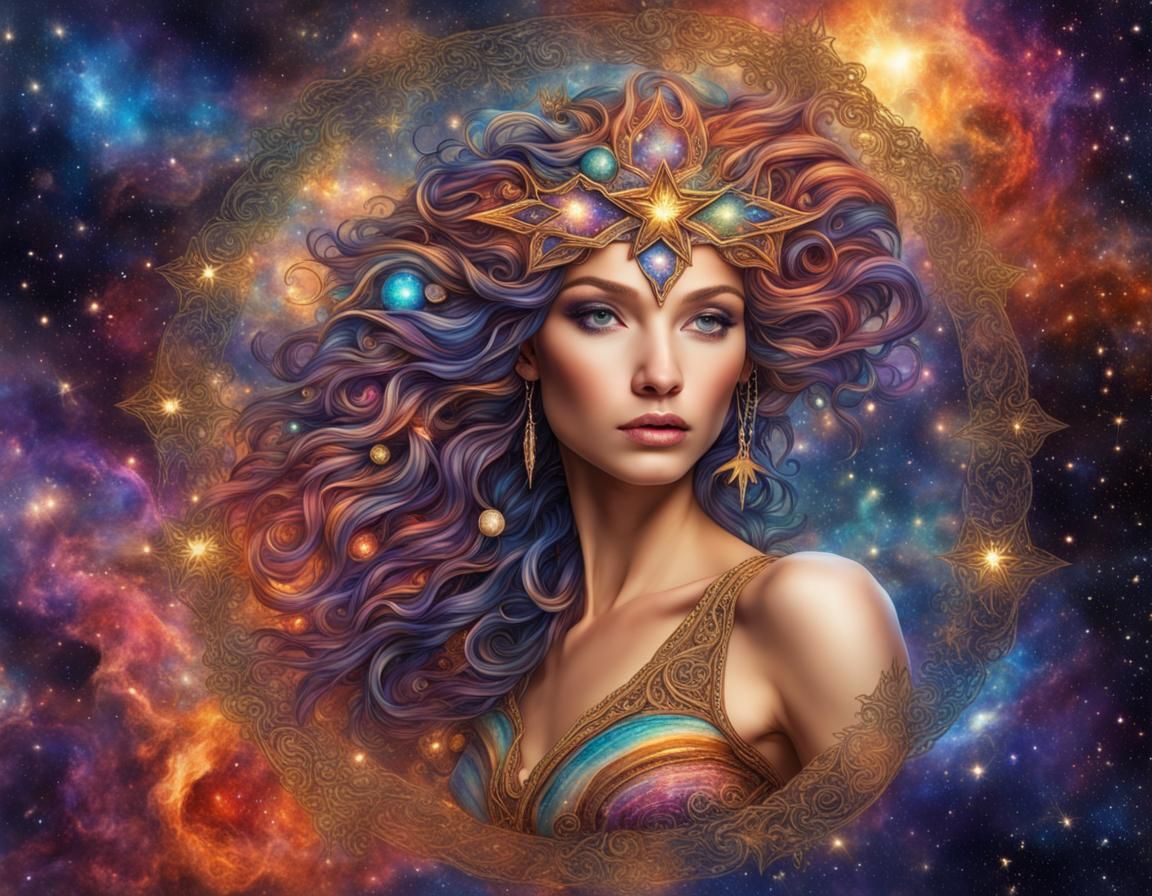Cosmic Star Goddess in Jewel Tones