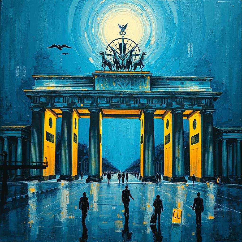 Eerie Dystopian Brandenburg Gate in Impasto Style