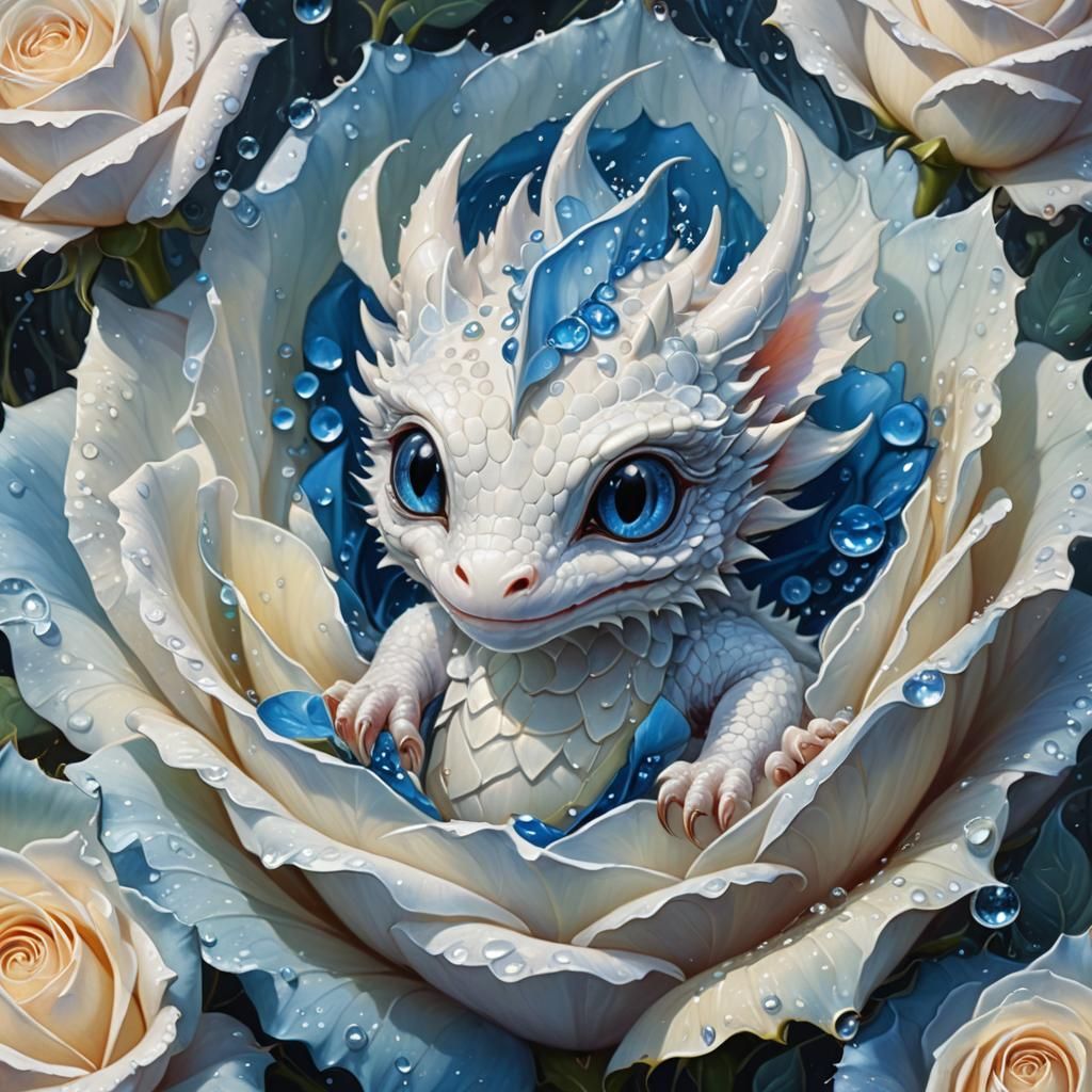 A white baby dragon