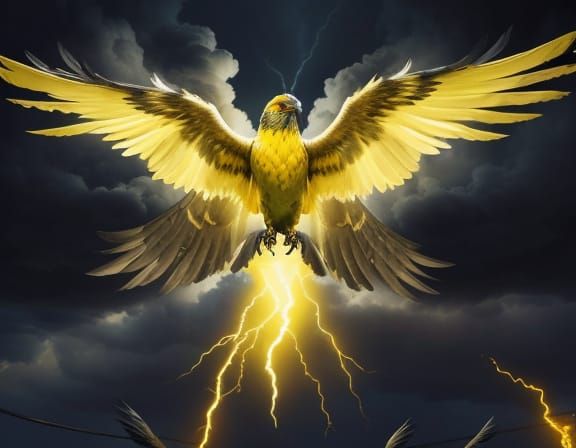 Thunderbird-Inspired Creature Above Power Plant in Digital A...