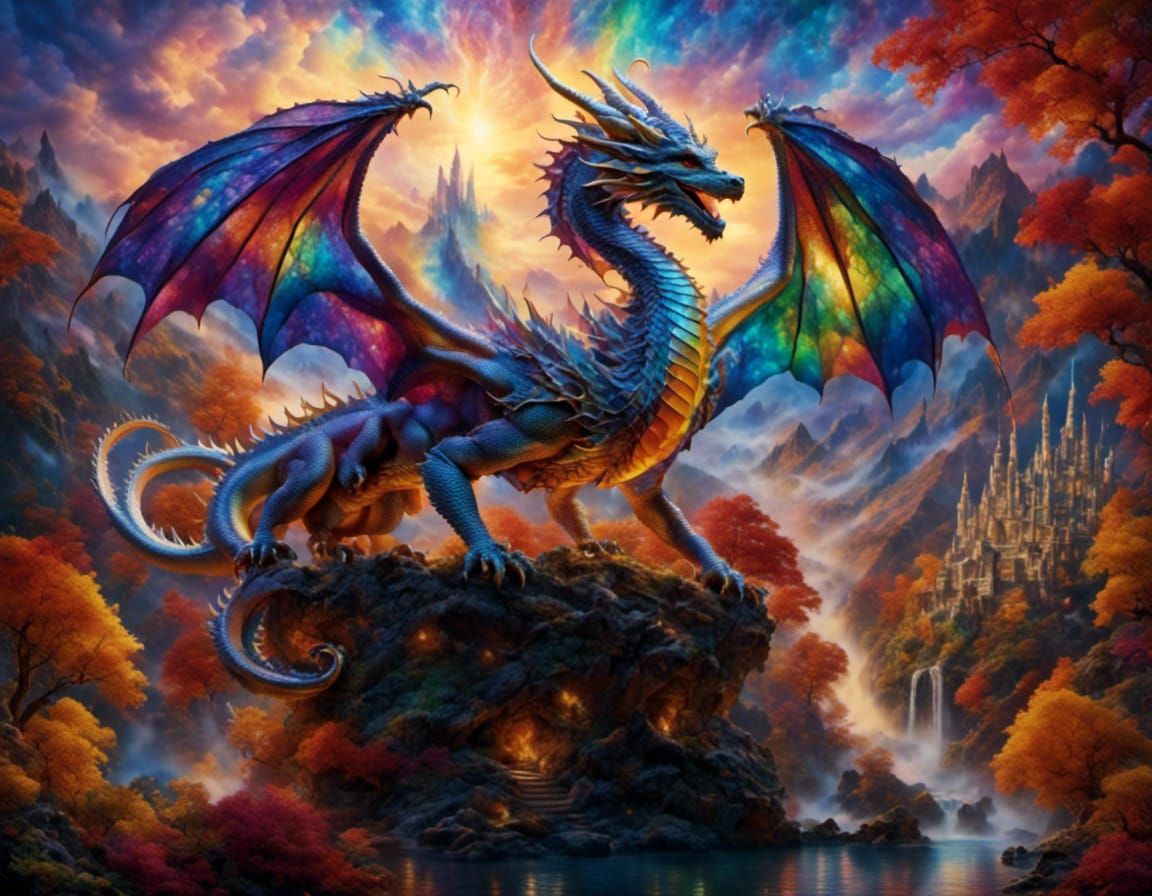 Dragon Wreathed in Ethereal Flames