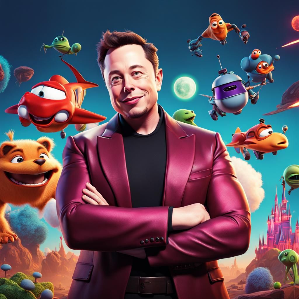Elon Musk as 3D Pixar-Style Character