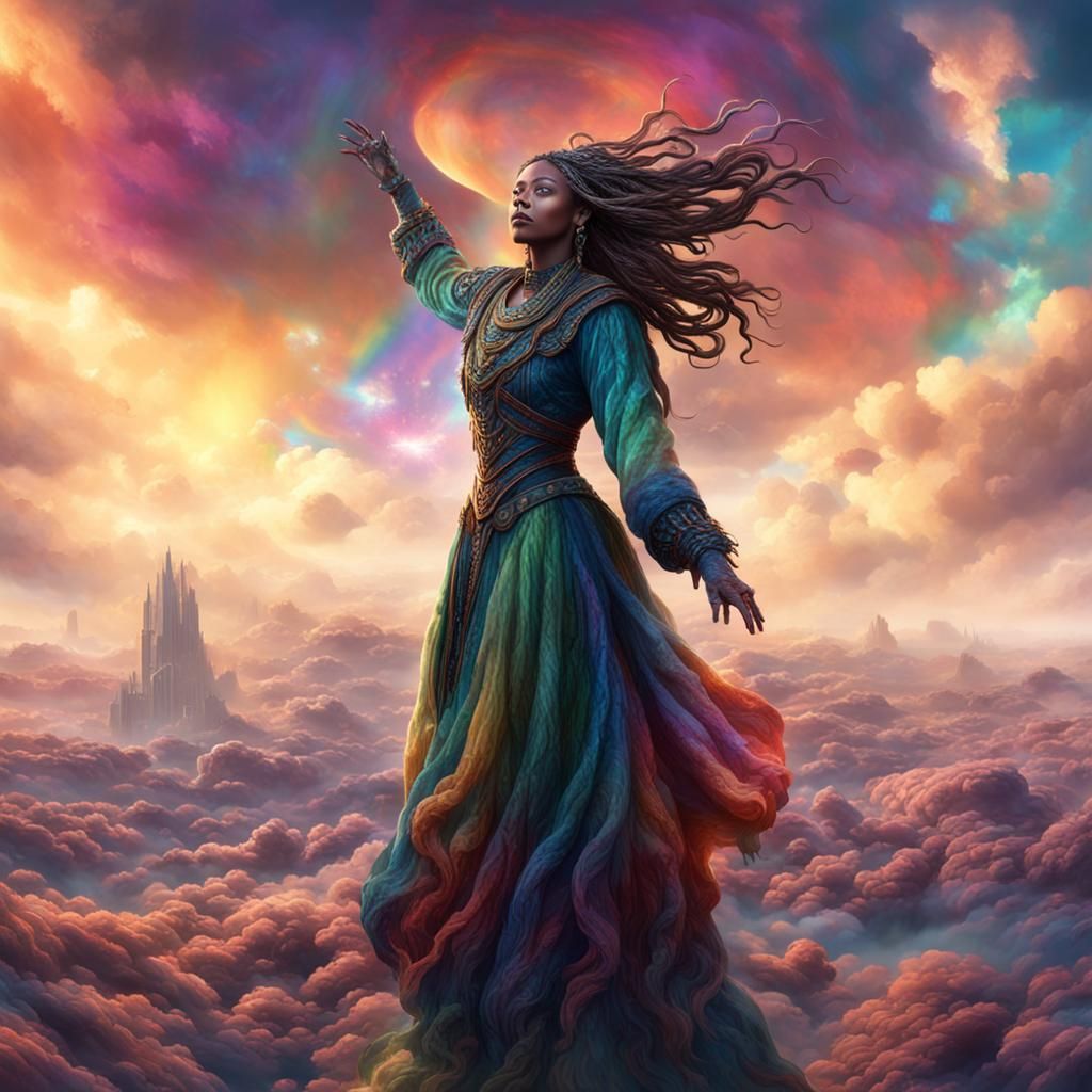 Cinematic Fantasy Landscape in Clouds Portrait