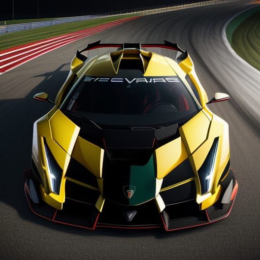 Lamborghini Veneno V8 Racing on a Sunset Track