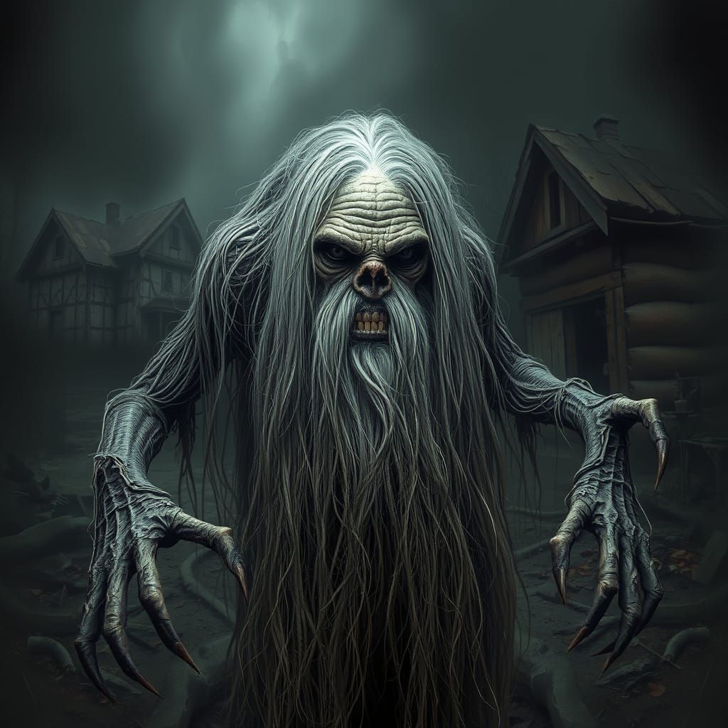 Sinister Village Elder in Dark, Abandoned Ukrainian Village