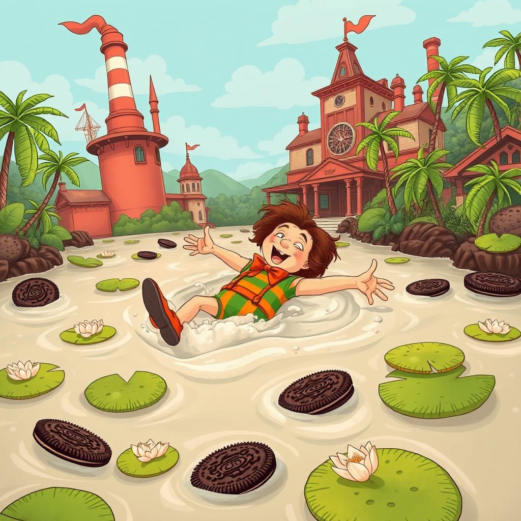 Oompa Loompa's Chocolate Factory in Comic Art Style