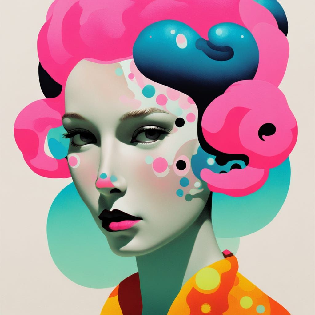 Neon Faun Portrait in Lucid Graphic Design Style