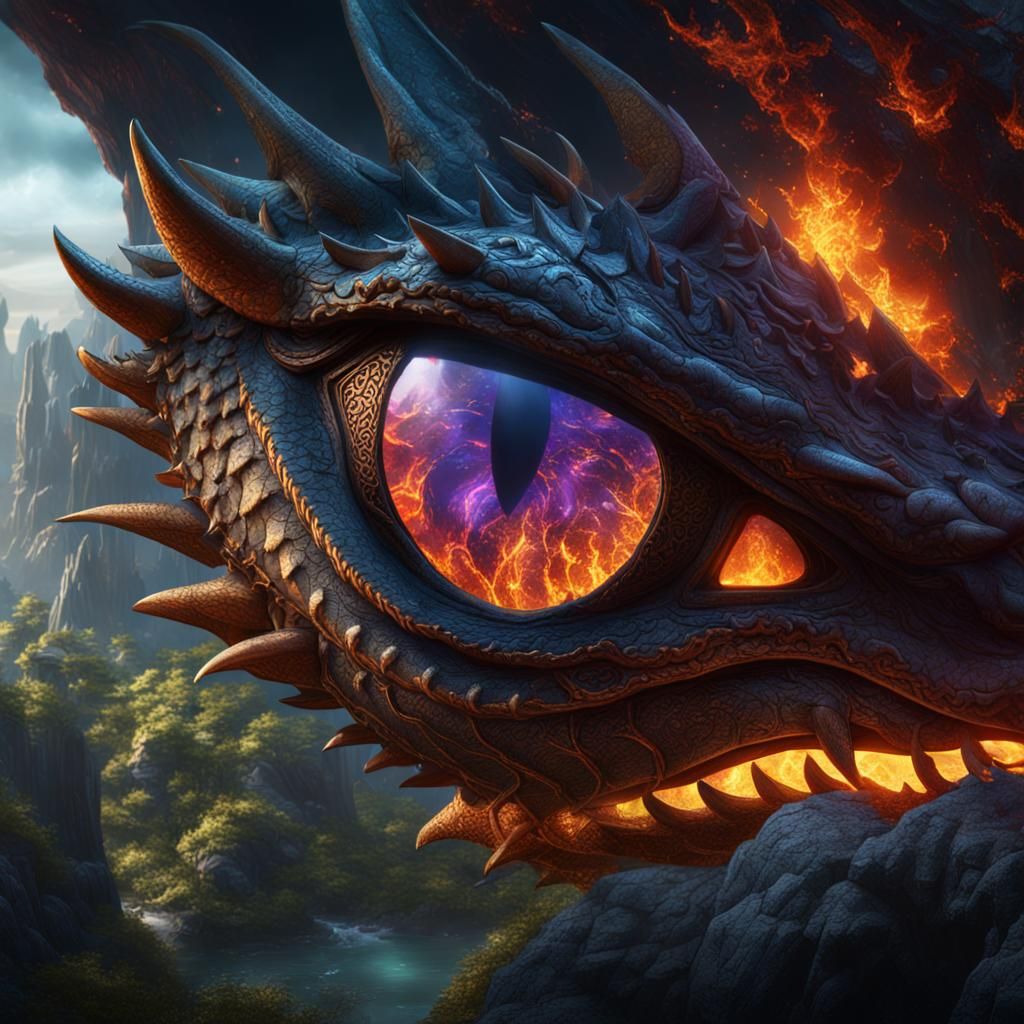 Detailed Dragon Eye Fantasy Concept Art