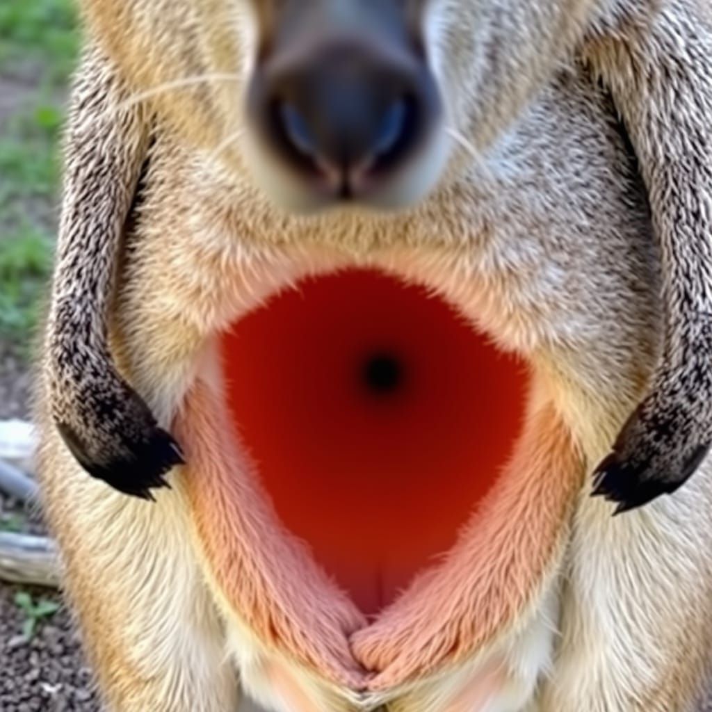 Kangaroo's Vortex Pouch: A Surreal AI Art Piece