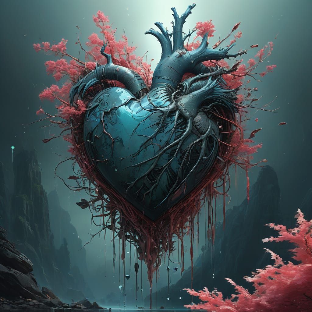 Heart Painting in Dreamlike Watercolor Style