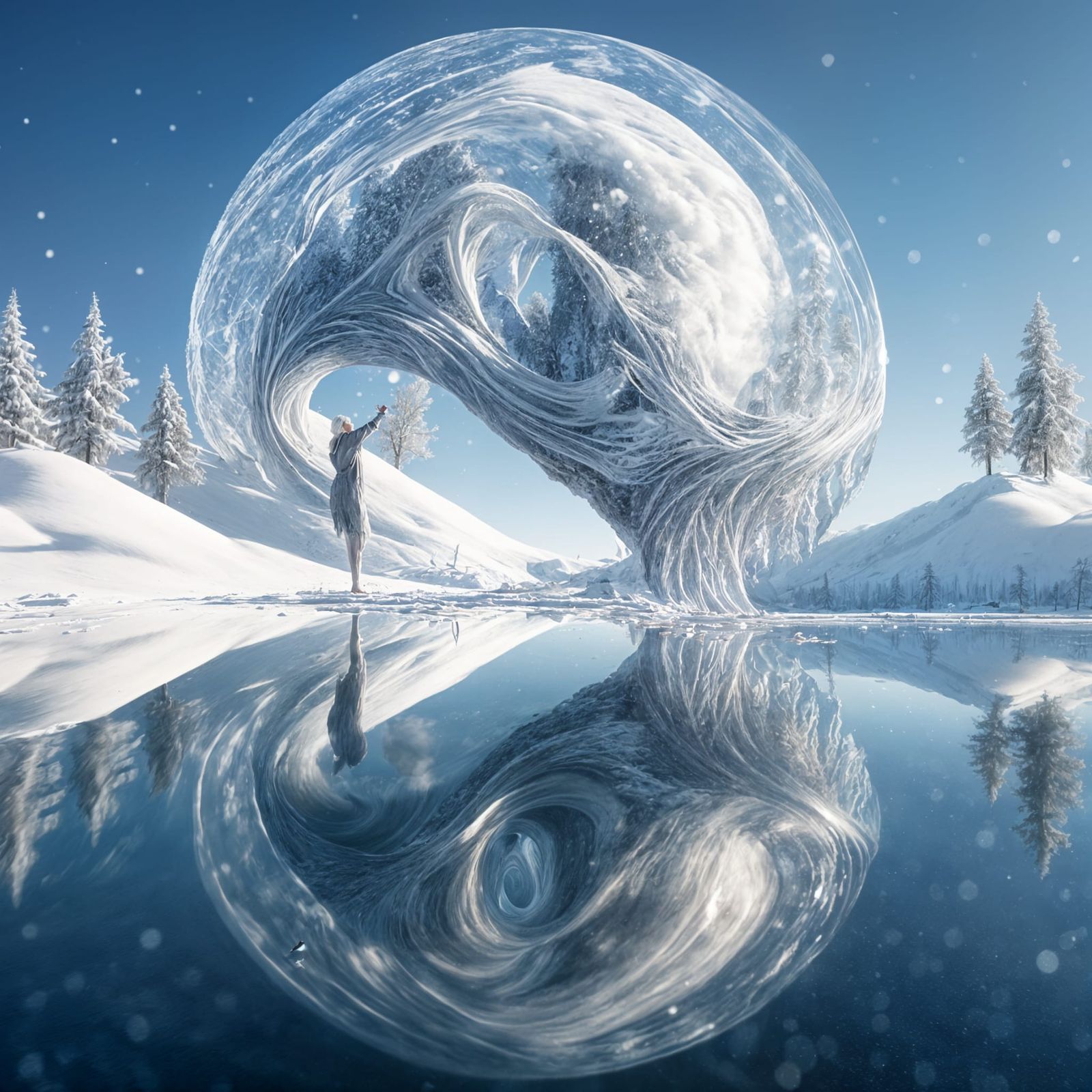 Snow-Covered Hills Reflect Serenity