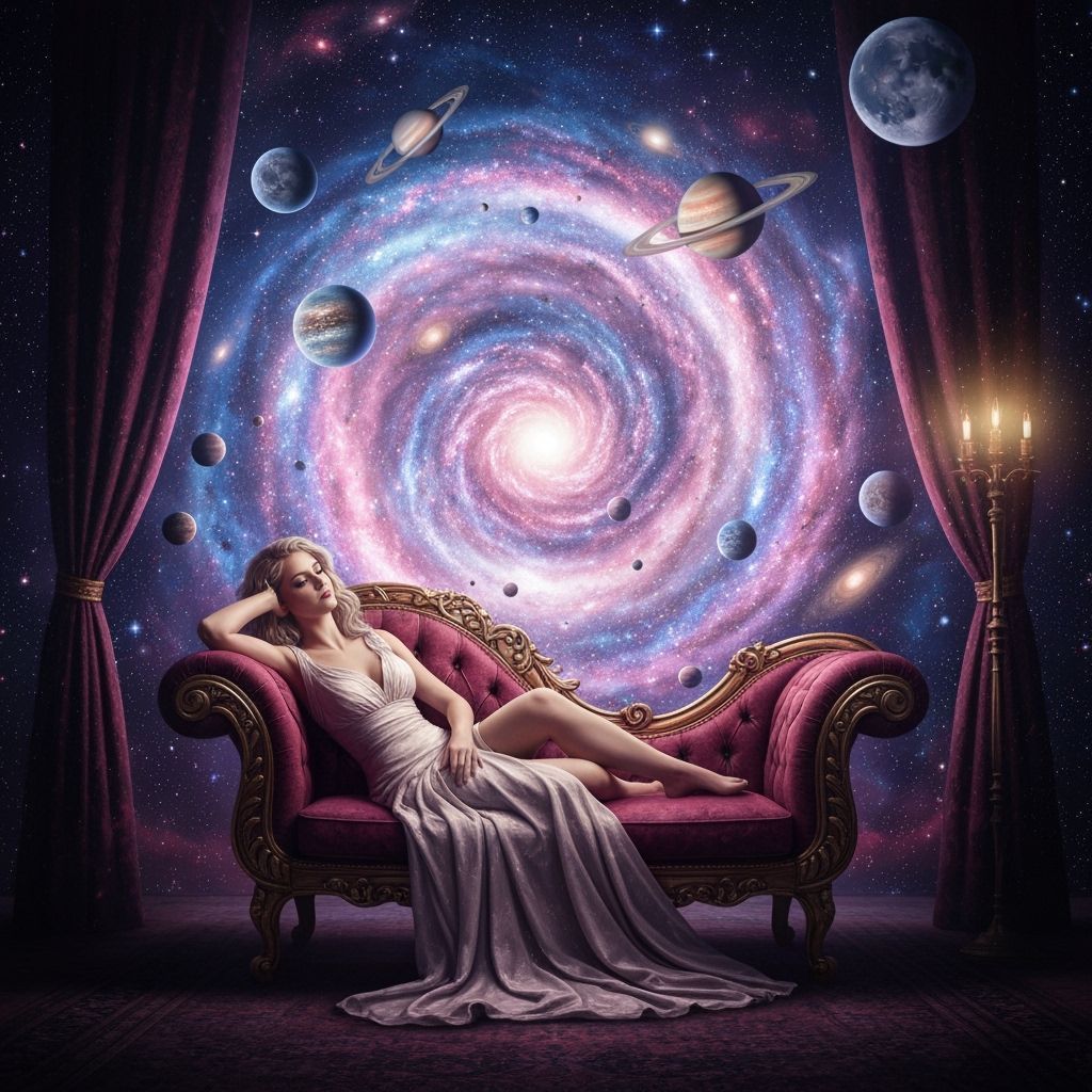 Stardust Hair Woman in Surreal Dreamscape