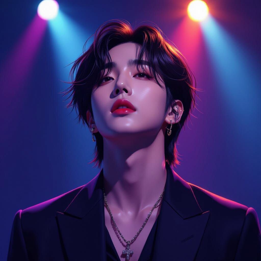 Kim Taehyung Charismatic on Stage in Dramatic Spotlight