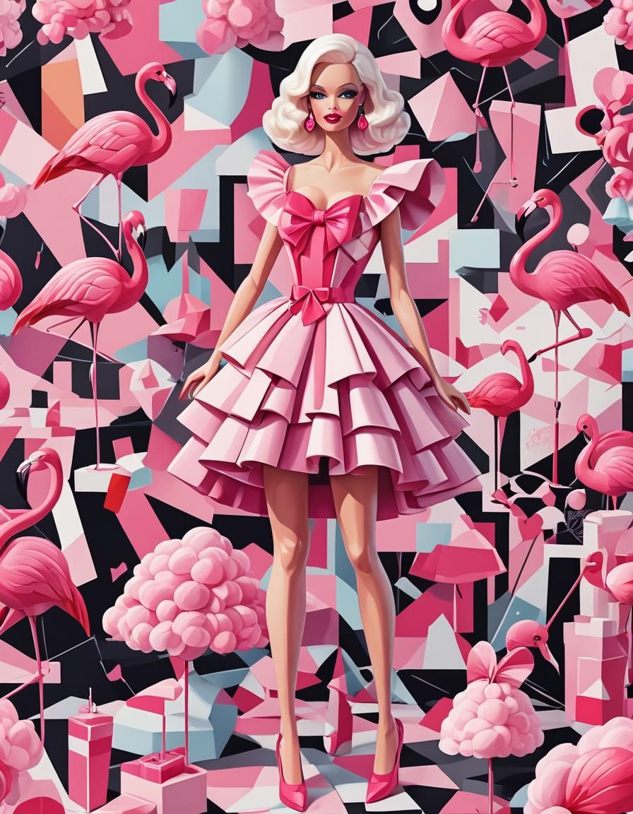 Cubist Barbie with Geometric Art Deco Elements