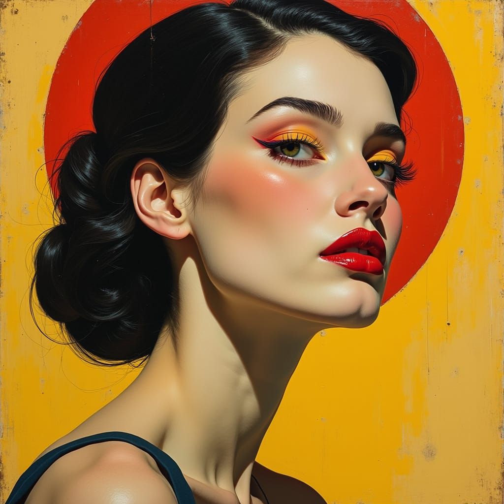 Modernist Portrait of a Beautiful Woman in Bauhaus Style