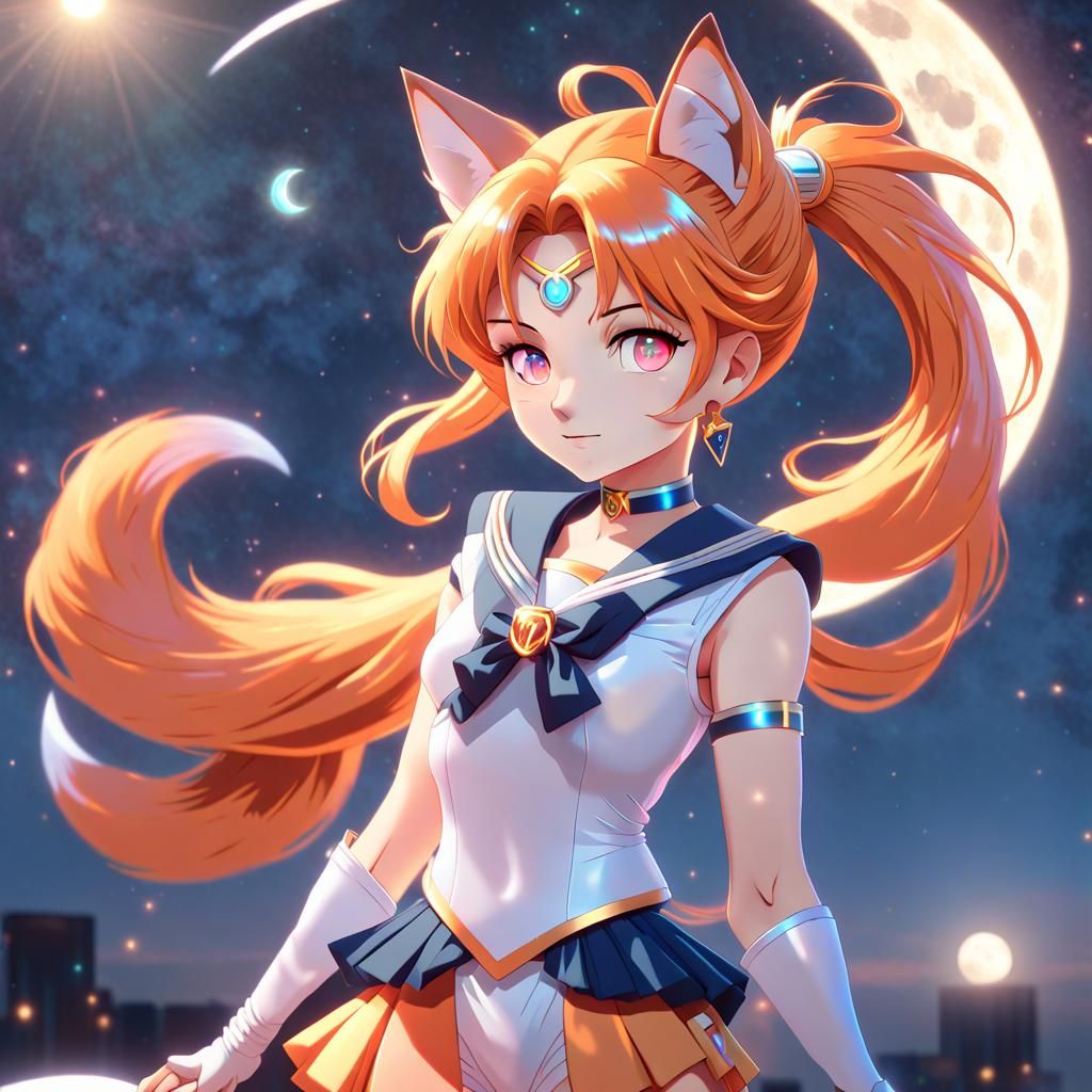Anime Fox Girl with Magical Sailor Powers