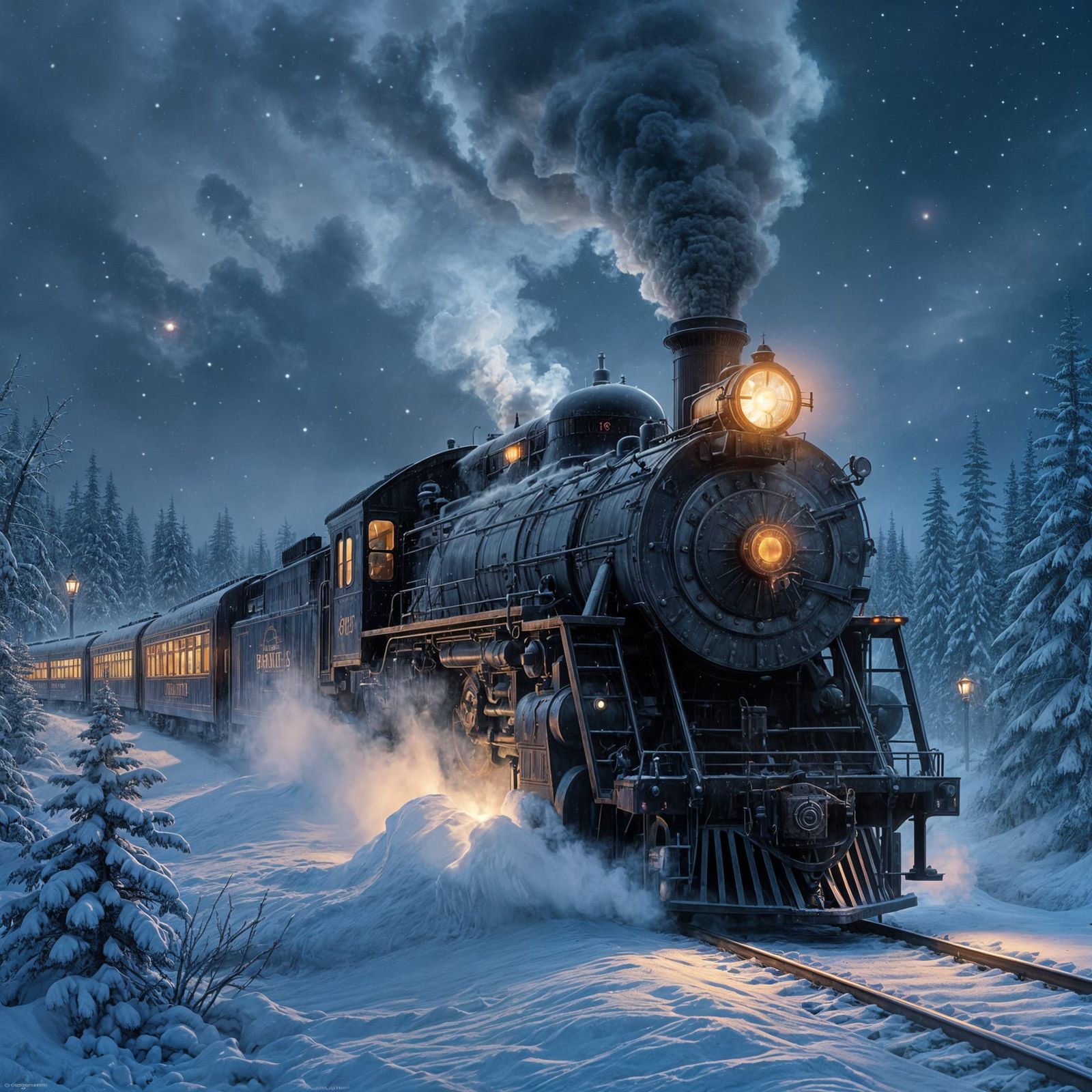 Polar Express Train in Ethereal Fantasy Mist