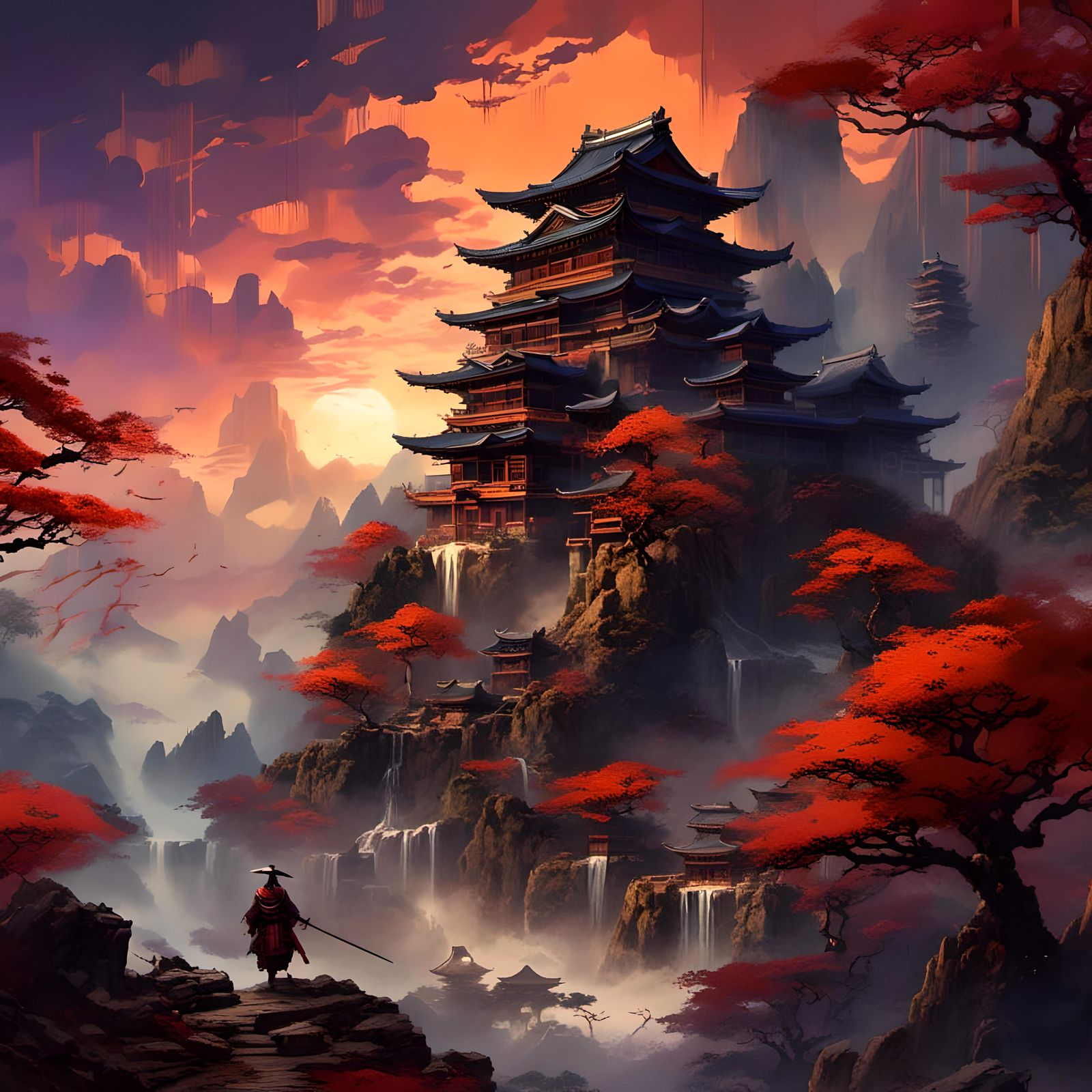 Detailed Matte Painting of Japanese God Hachiman