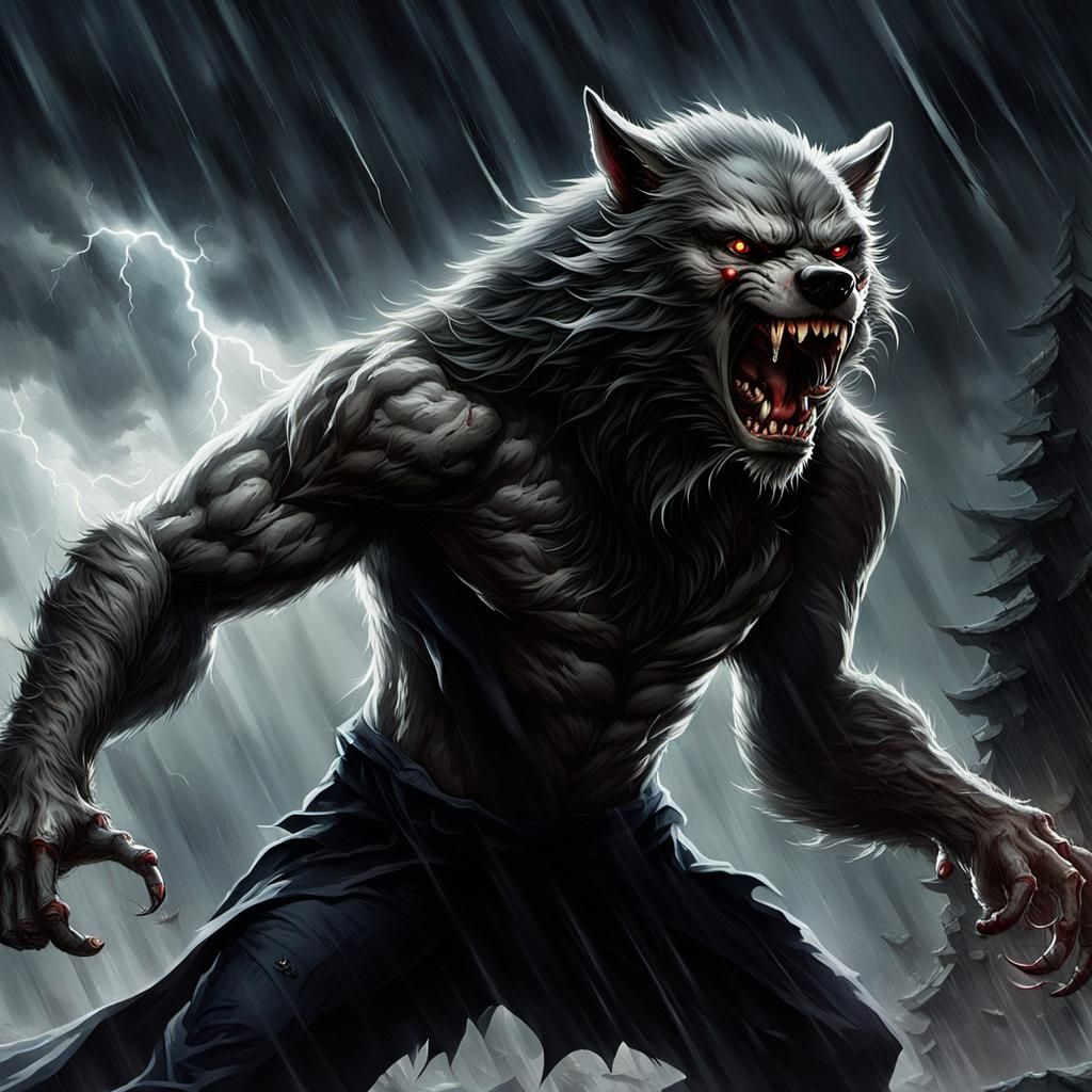 Werewolf Versus Vampire: Gothic Horror Film Still