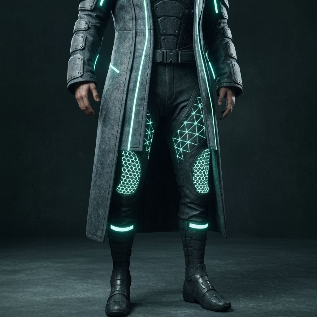 Cyberpunk Robe with Luminous Nanofiber Threads